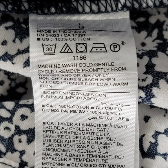 Old Navy Size Large Women's Blue White Floral Print V Neck Long Sleeve Blouse - Picture 10 of 11